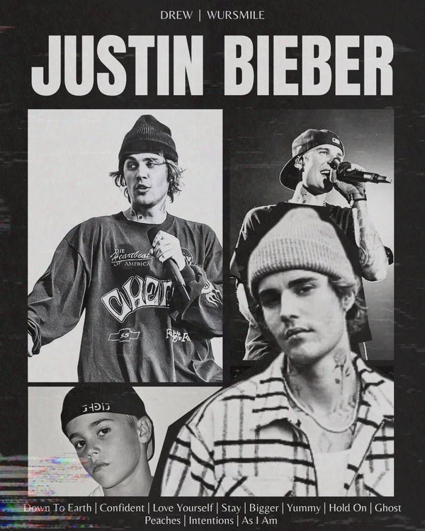 Justin Bieber B/W poster
